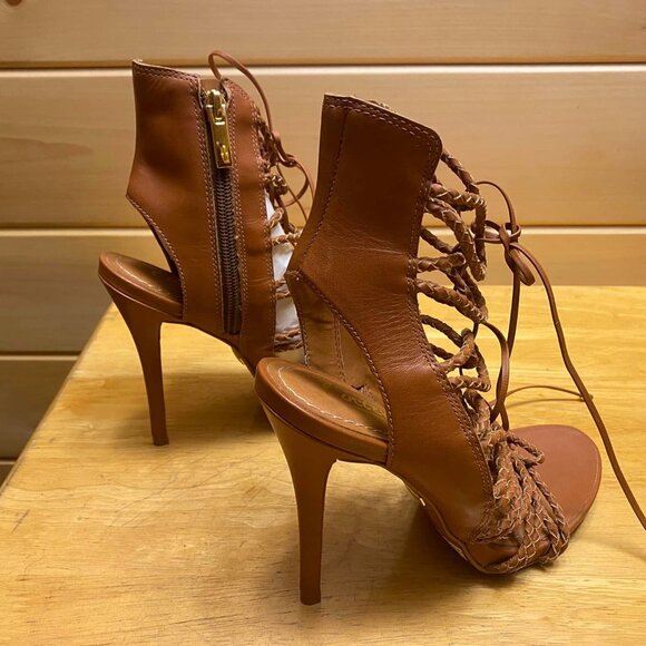 L'Intervalle Tan Leather Strappy Heeled Sandals - Picture 1 of 4